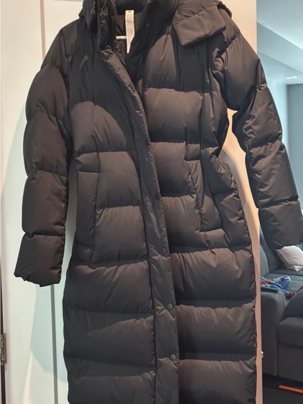 lululemon athletica Women's Black Long Puffer Coat with Hood
